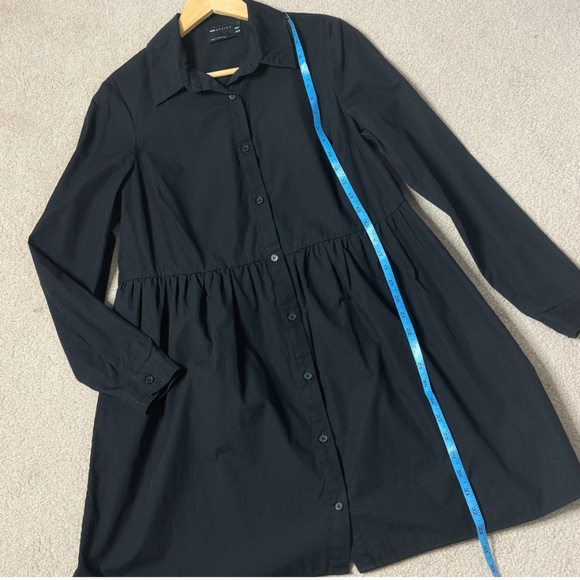 NEW Asos Shirt Dress Poplin Cotton Long Sleeve Button Front Collar Pleat Waist - Picture 9 of 11